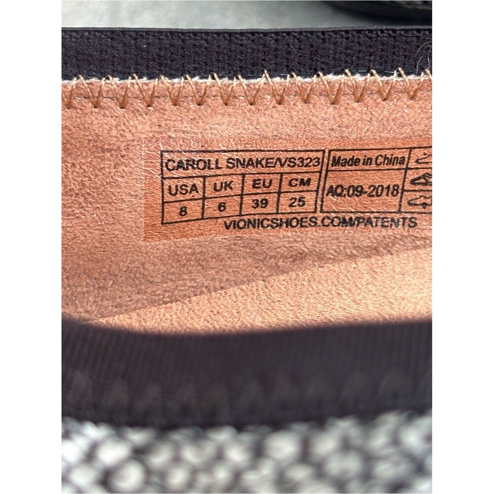 Vionic Caroll Ballet Flats Black Gray Snakeskin Leather Comfort Shoes Size 8 - Picture 7 of 7